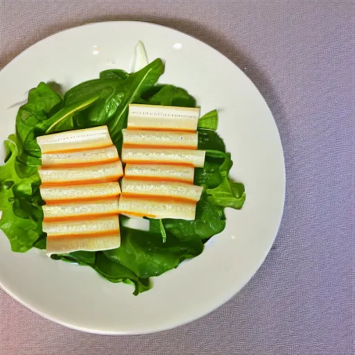 Image similar to michelin star spam and limburger cheese salad