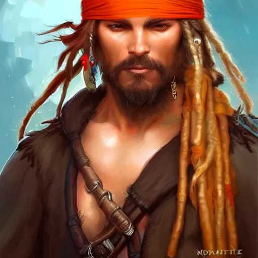 Prompt: Pirate portrait by Magali Villeneuve,digital art,artstation contest winner