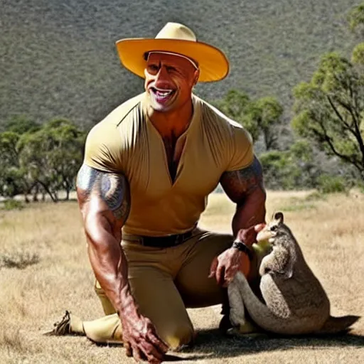 prompthunt: dwayne the rock johnson's face on the body of a kangaroo