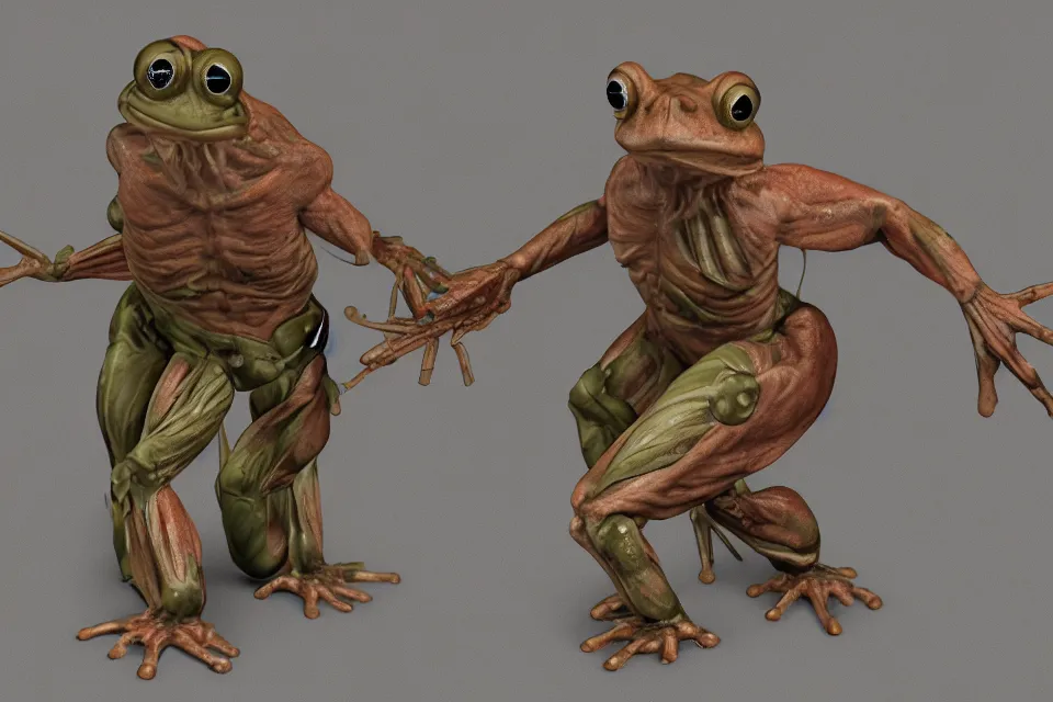 Prompt: humanoid muscular frog soldier, photorealistic
