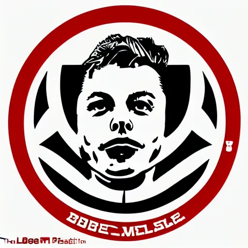 Image similar to The original Obey logo features the central part of Elon Musk's face placed in a square. Below, you can see the word “obey” in white over the red background. The giant's face can also be given inside a star. In this case, his features merge with the star shape in an unusual and eye-catching way. Black and White Sticker