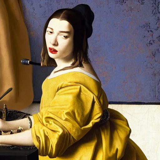 Image similar to dua lipa, johannes vermeer, ultra detailed, cinematic