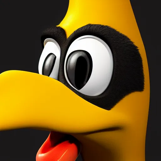 Prompt: close up of daffy duck sweating dope sick vomiting, hyper realistic photorealism, octane render, 3 d, hyper detailed.