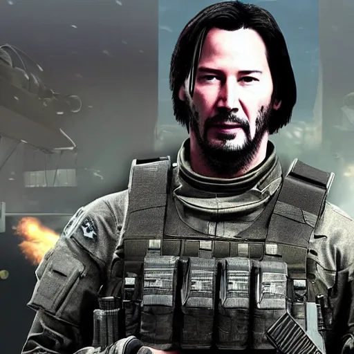 Prompt: Keanu Reeves in Call of duty war zone 4K quality super realistic