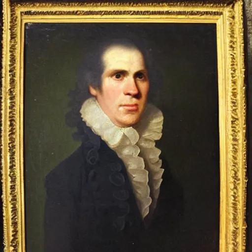 Image similar to An 18th century oil painting of Jerma985 in the mid-late 1700s, Jerma985, grainy, realistic, very realistic, hyperrealistic, highly detailed, very detailed, extremely detailed, very neat, very epic, very cool, detailed, trending on artstation