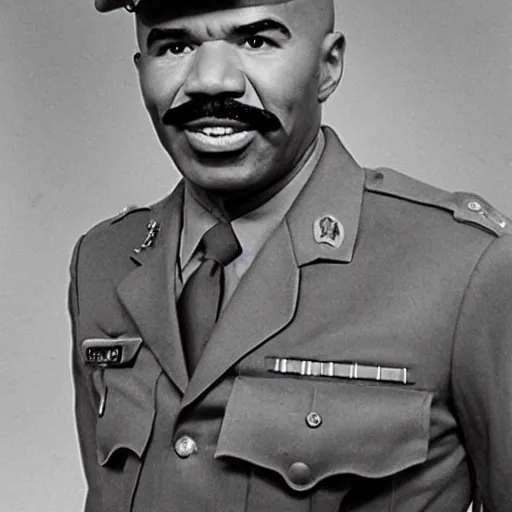 Image similar to Steve Harvey as a soldier in Vietnam, award winning historical photograph