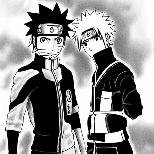 Image similar to Naruto and Sasuke, staring at each other intensely by Yusuke Murata