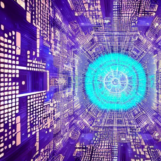 Prompt: a fractal cyberspace cityscape