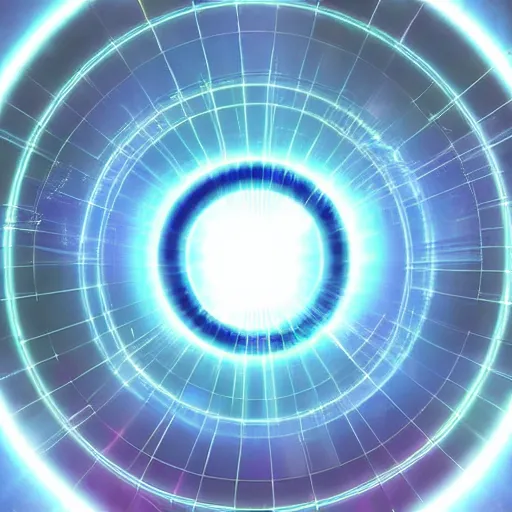 Prompt: blue circle of energy, light, cgi, sci - fi, hologram