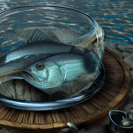 Image similar to fish bowl, movie still, cinematic, 8 k, unreal engine, 3 d render