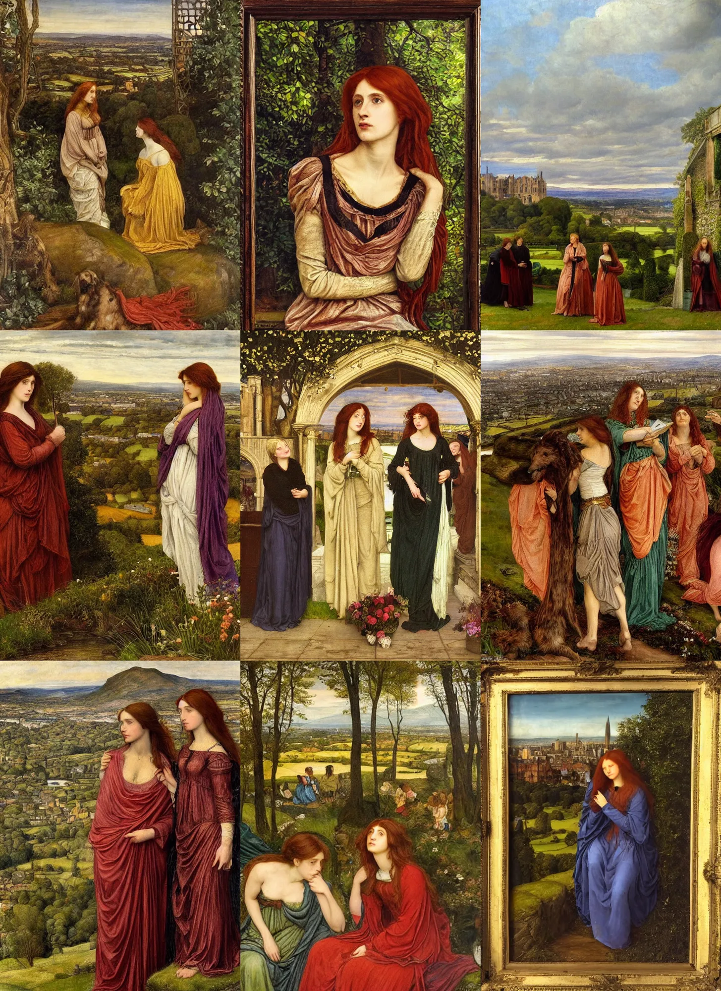 Prompt: A Pre-Raphaelite painting of the city of Manchester