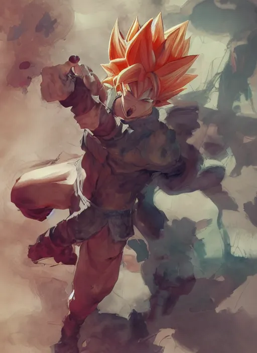 Image similar to semi reallistic gouache gesture painting, by yoshitaka amano, by ruan jia, by Conrad roset, by dofus online artists, detailed anime 3d render of goku KID super Saiyan, young goku blond, portrait, cgsociety, artstation, rococo mechanical, Digital reality, sf5 ink style, dieselpunk atmosphere, gesture drawn