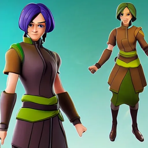 Image similar to toph beifong in fortnite, character render, full body shot, highly detailed, in game render