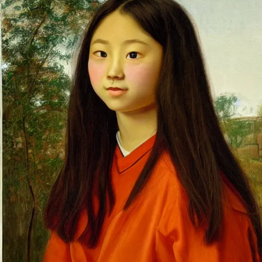 Prompt: portrait of a teen girl from asia, painting by by ralph grady james, jean christian biville