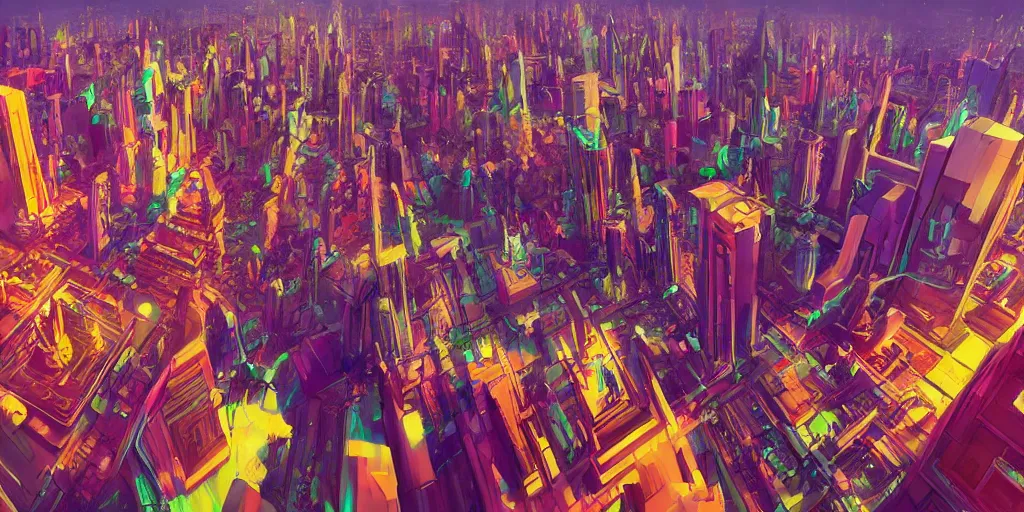 Image similar to DMT city, concept art by beeple, android jones and Seth McMahon