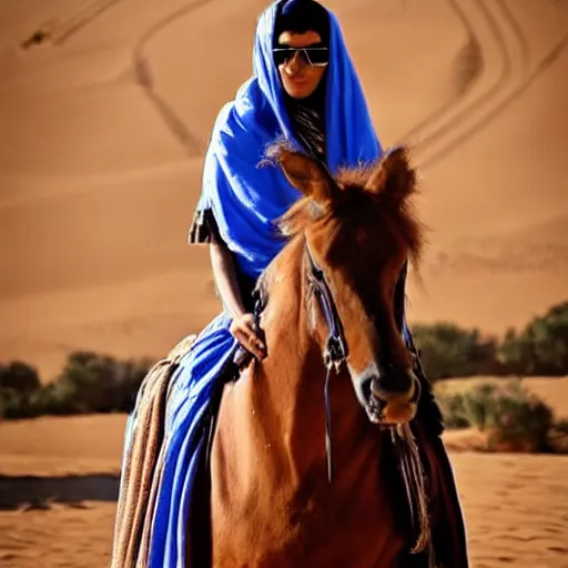 Image similar to beautiful burqa's woman, ride horse in saharan, dress like taliban, sharp eyes, white skin, beautiful tatted hands, riffle on chest, dust, cinematic, dynamic pose, pinterest