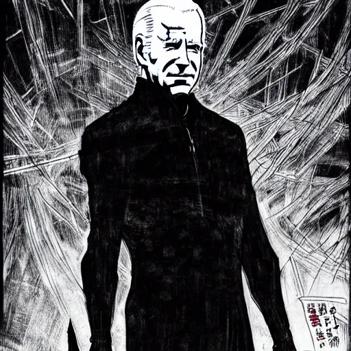 Image similar to Joe Biden looking sinister, by Tsutomu Nihei, highly detailed