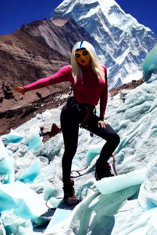 Prompt: kylie jenner mountain climbing on everest