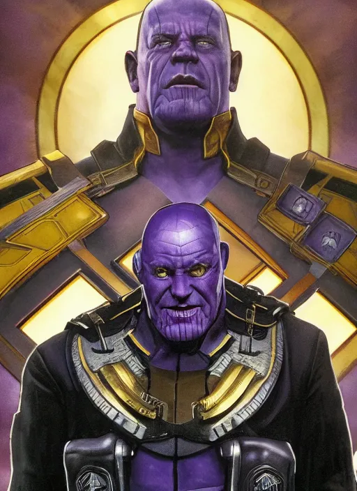 Prompt: a still of Hitler dressing up as Thanos in Avengers Endgame, purple Hitler face, coherent symmetry, realistic, sigma male, accurately portrayed, portrait art by alphonse mucha and greg rutkowski, highly detailed, digital painting, concept art, illustration, dim lighting with twilight rays of sunlight, trending on artstation, very detailed, smooth, sharp focus, octane render, close up