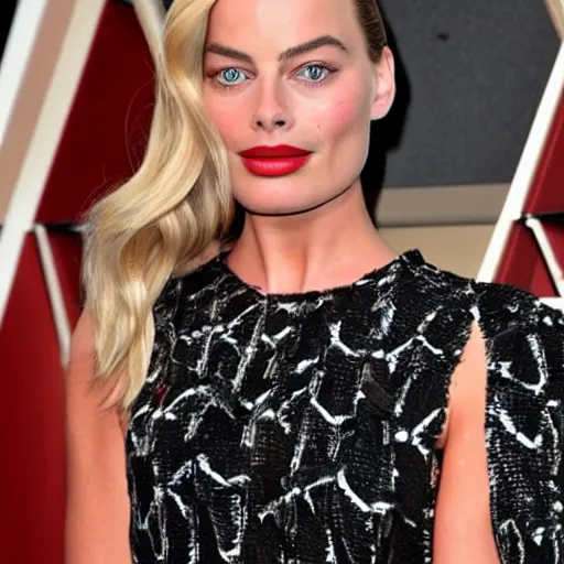 Prompt: margot robbie with lobster claws