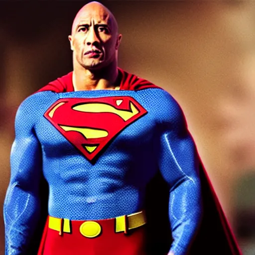 Image similar to the rock in a Superman costume