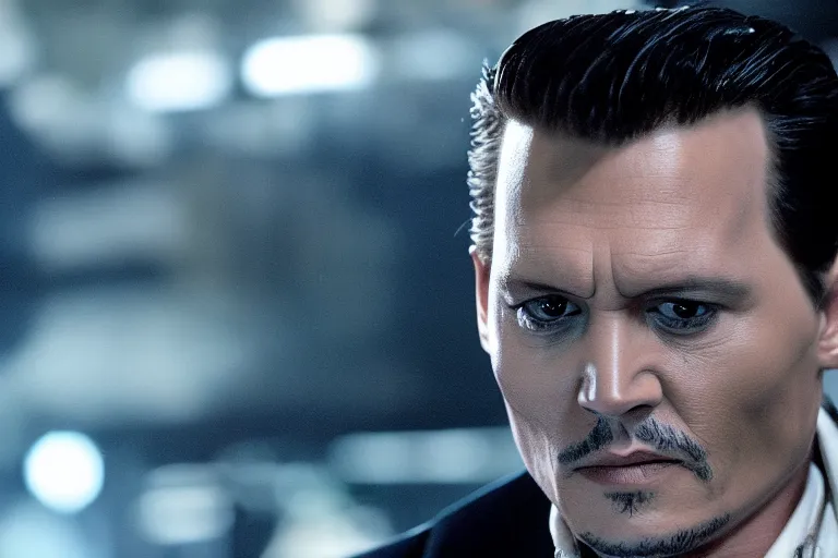Prompt: film still of Johnny Depp as Bruce Wayne in The Dark Knight, 4k