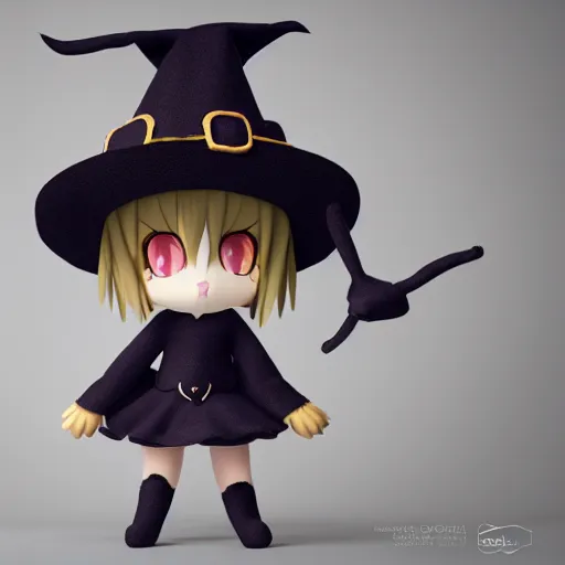 Image similar to cute fumo plush of a cat girl casting a summoning spell, witch, vray