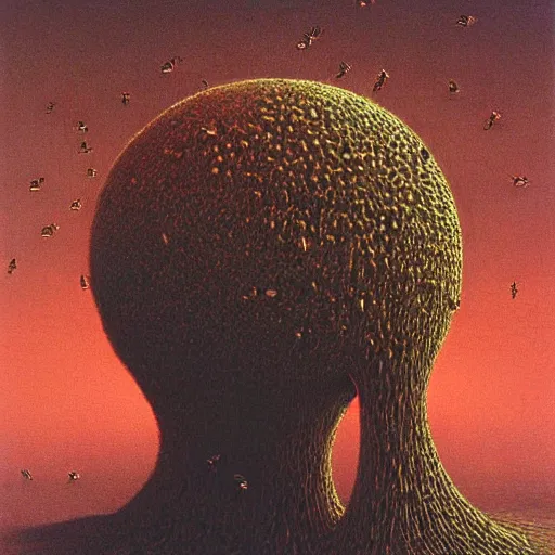 Image similar to bee honey by zdzisław beksiński