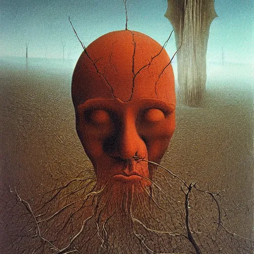 Image similar to russia, painted by zdzisław beksinski