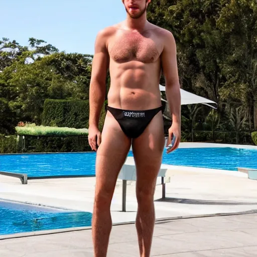 Image similar to a realistic detailed photo of a guy who is an attractive humanoid who is half robot and half humanoid, who is a male android, actor liam hemsworth, shiny skin, posing like a statue, blank stare, by the pool, on display, showing off his muscles