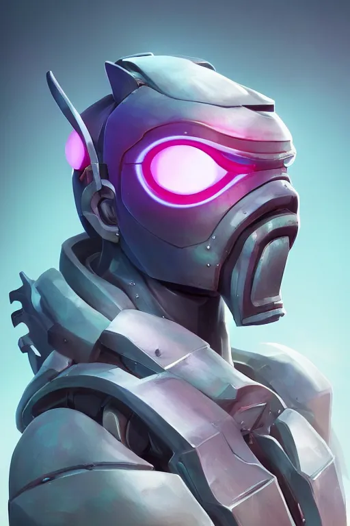 Image similar to epic mask helmet robot ninja portrait stylized as fornite style game design fanart by concept artist gervasio canda, behance hd by jesper ejsing, by rhads, makoto shinkai and lois van baarle, ilya kuvshinov, rossdraws global illumination radiating a glowing aura global illumination ray tracing hdr render in unreal engine 5