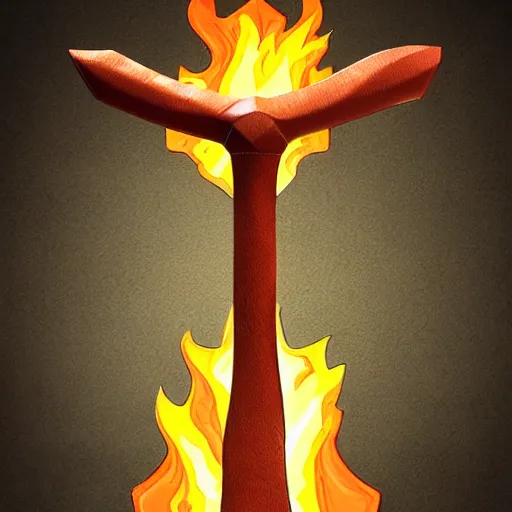 Image similar to item art of a firey , double-headed axe