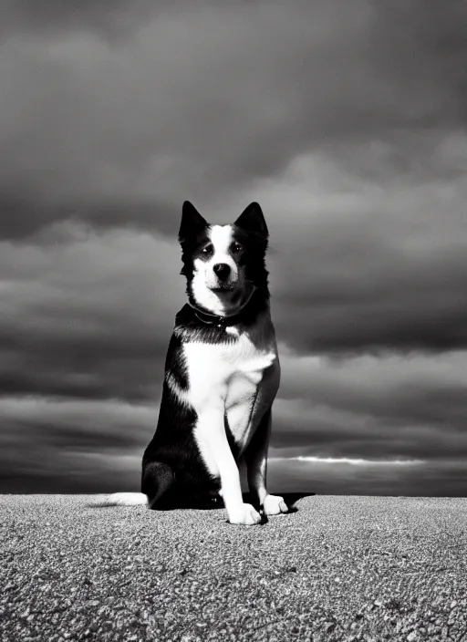 Image similar to dog black and white portrait white sky in background