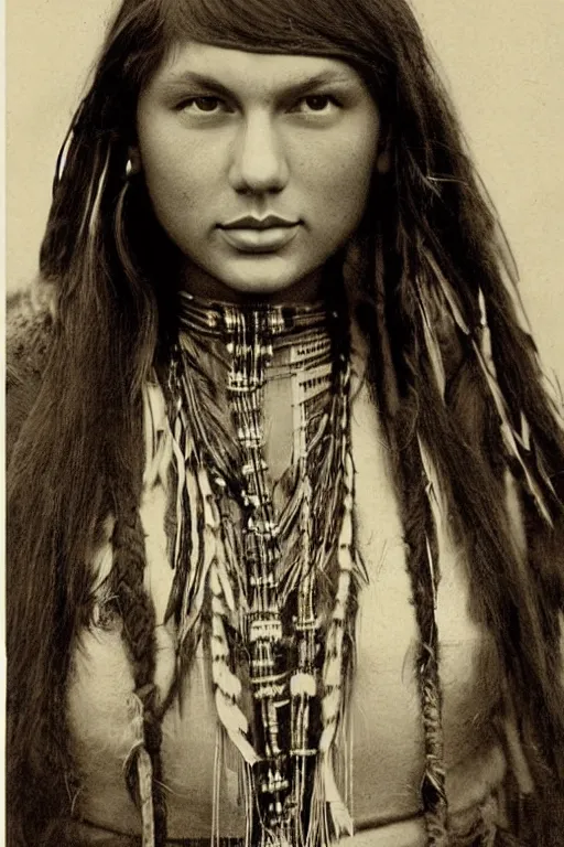 Image similar to Photo of Native American indian woman Taylor Swift, portrait, skilled warrior of the Apache, ancient, realistic, detailed, Taylor Swift