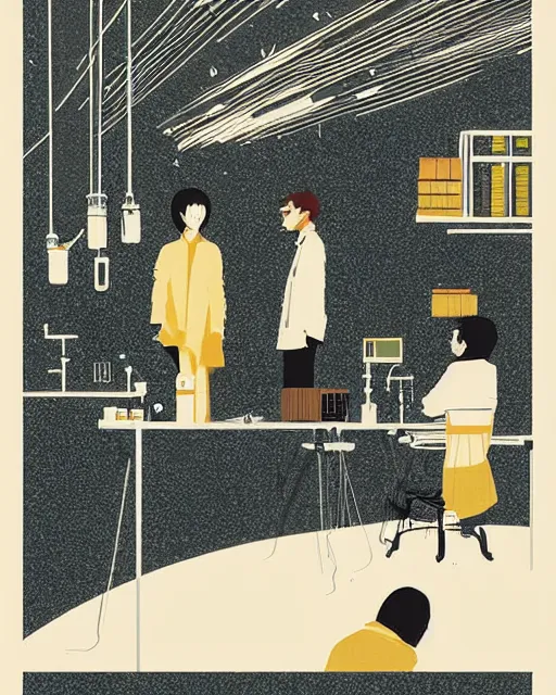 Image similar to science lab. clean cel shaded vector art. minimalist illustration art by tatsuro kiuchi and victo ngai