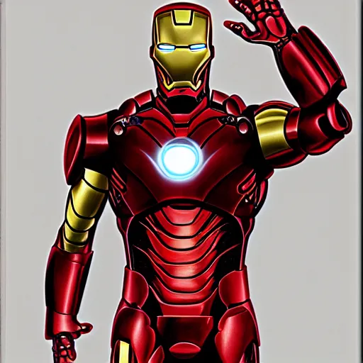 Prompt: iron man, anatomical drawing