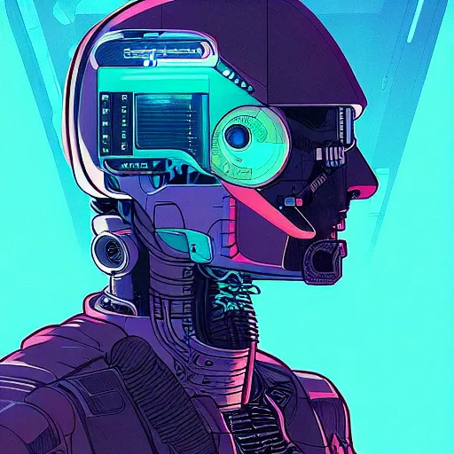 Image similar to a portrait of a cybernetic hacker, cyberpunk concept art by josan gonzales and moebius,