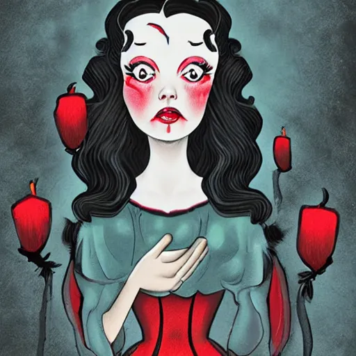 Image similar to snow white horror illustration