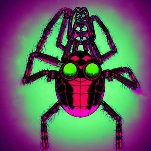 Prompt: vaporwave spider art