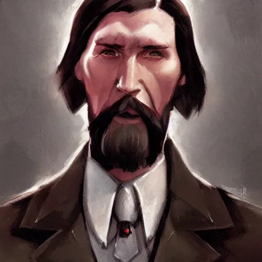 Prompt: portrait of rasputin in team fortress 2 style, epic, tragic, military art, fantasy, dieselpunk, hd shot, digital portrait, beautiful, artstation, comic style, by artgerm, guy denning, jakub rozalski, magali villeneuve and charlie bowater