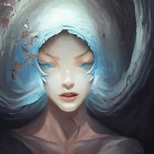 Prompt: Art station concept of a beautiful girls body in a dark cave, compulsion, Hypnosis, hypnotising, hypnotic eyes, light blue eyes, spiral eyes, symmetrical face, by Stanley Artgerm Lau, WLOP, Rossdraws, James Jean, Andrei Riabovitchev, Marc Simonetti, and Sakimichan, trending on artstation