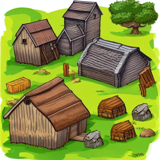 Prompt: water mill, 2d game asset