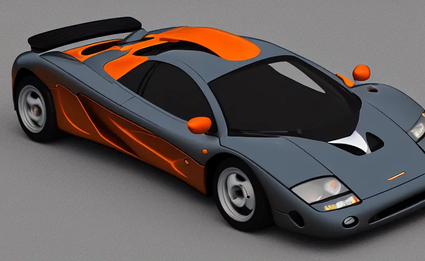 Prompt: “A 1998 McLaren F1 road car, in the style of Pixar, octane 3d render, 8k, studio lighting”