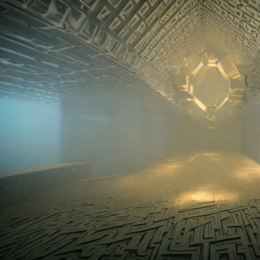 Image similar to the grand entrance to the endless maze, art by kotaro chiba, volumetric lighting, high contrast