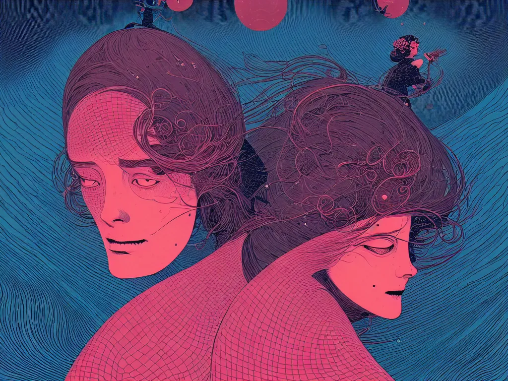 Image similar to beautiful woman by balmy enso, jamie hewlett, nicolas delort, moebius, victo ngai, josan gonzalez, kilian eng