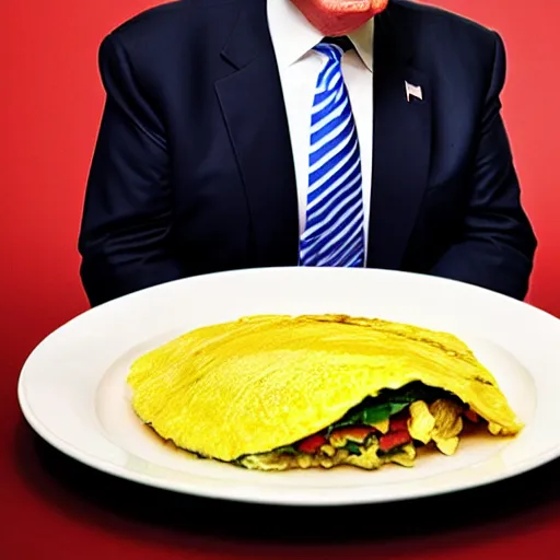 Image similar to Donald Trump on an omelette, food photography