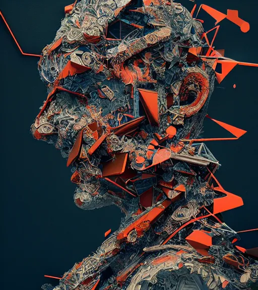 Prompt: continually torn apart by dariusz zawadzki, kenneth blom, james jean, pablo amaringo, naudline pierre, intricate, contemporary art, glitch, hyper detailed, rendered in octane