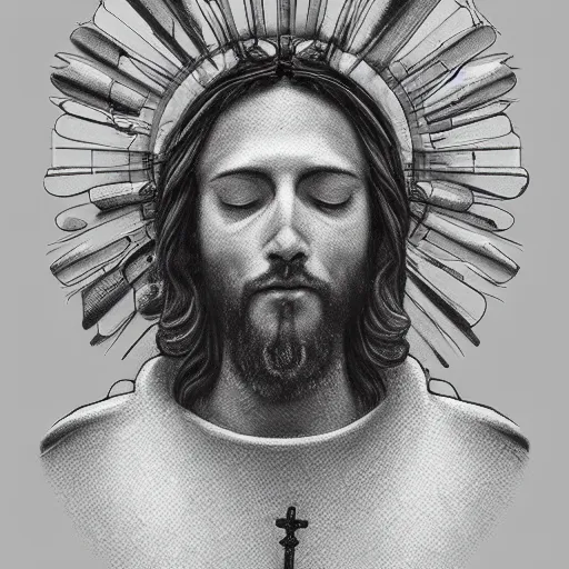 Image similar to the transfiguration of jesus christ, an ultrafine detailed painting by james jean, greyscale, behance contest winner, vanitas, angular, altermodern