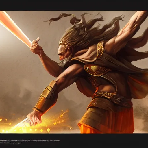 Image similar to ancient Greek philosopher casting magic missile, DnD trending on artstation