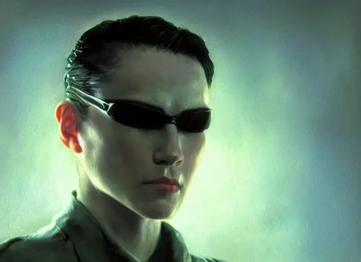 Prompt: ultra realistic portrait painting of irish neo from the matrix, art by frank frazetta and beeple, 4 k, ultra realistic, highly detailed, epic lighting